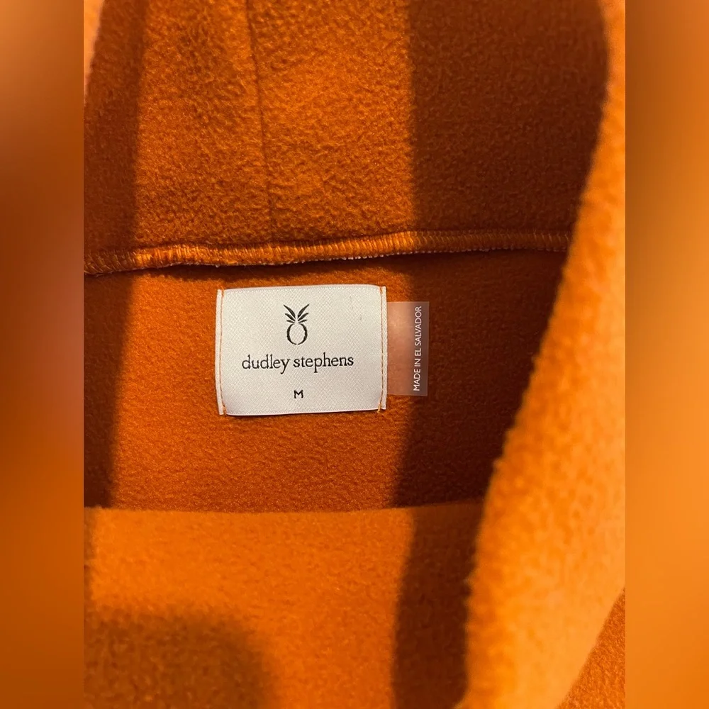 Cozy Dudley Stephen’s fleece turtleneck in orange with cream trim M - Picture 5 of 8